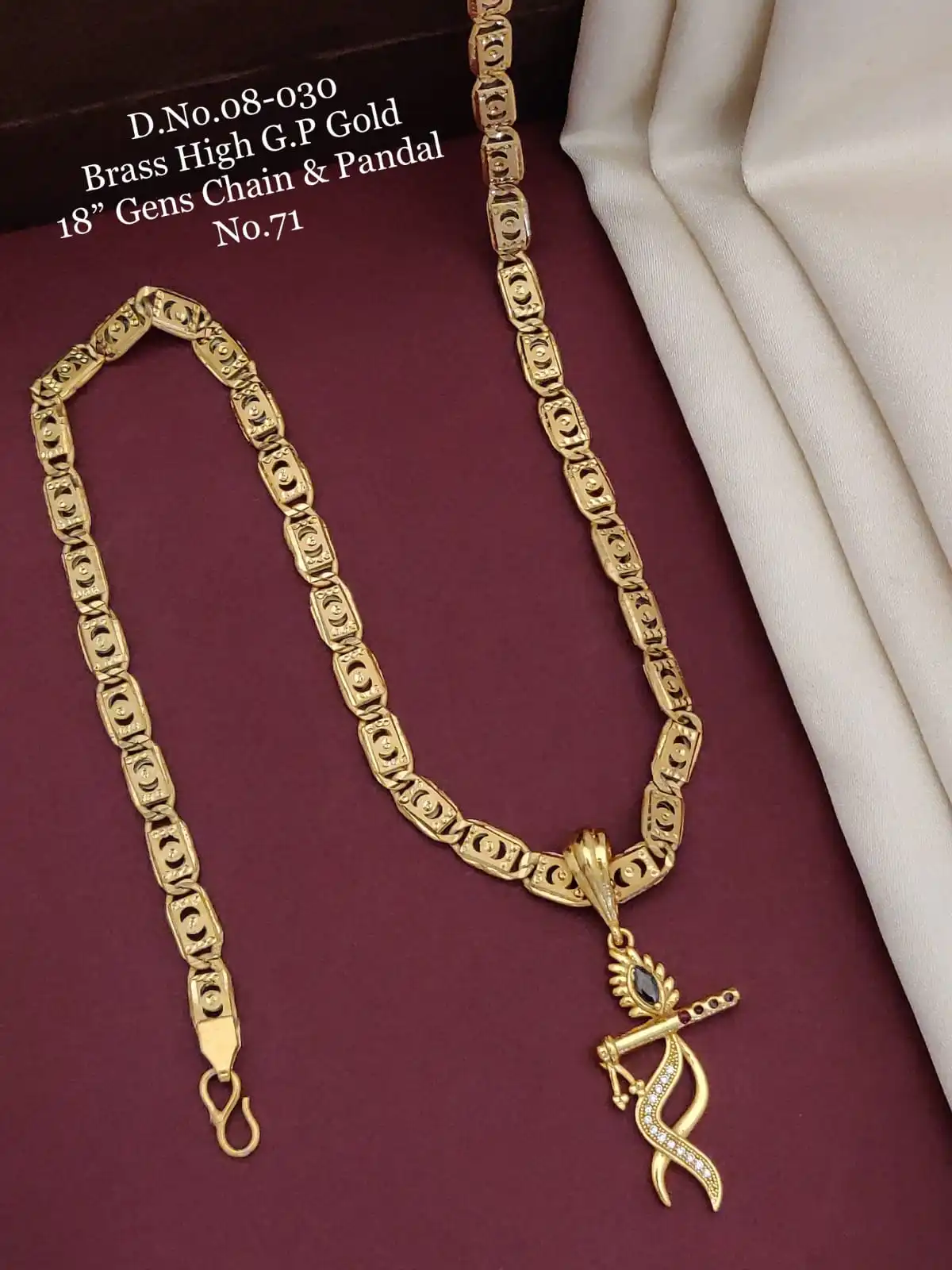 Brass High G.P Gold 18" Men's Chain And Pendant - Image 5