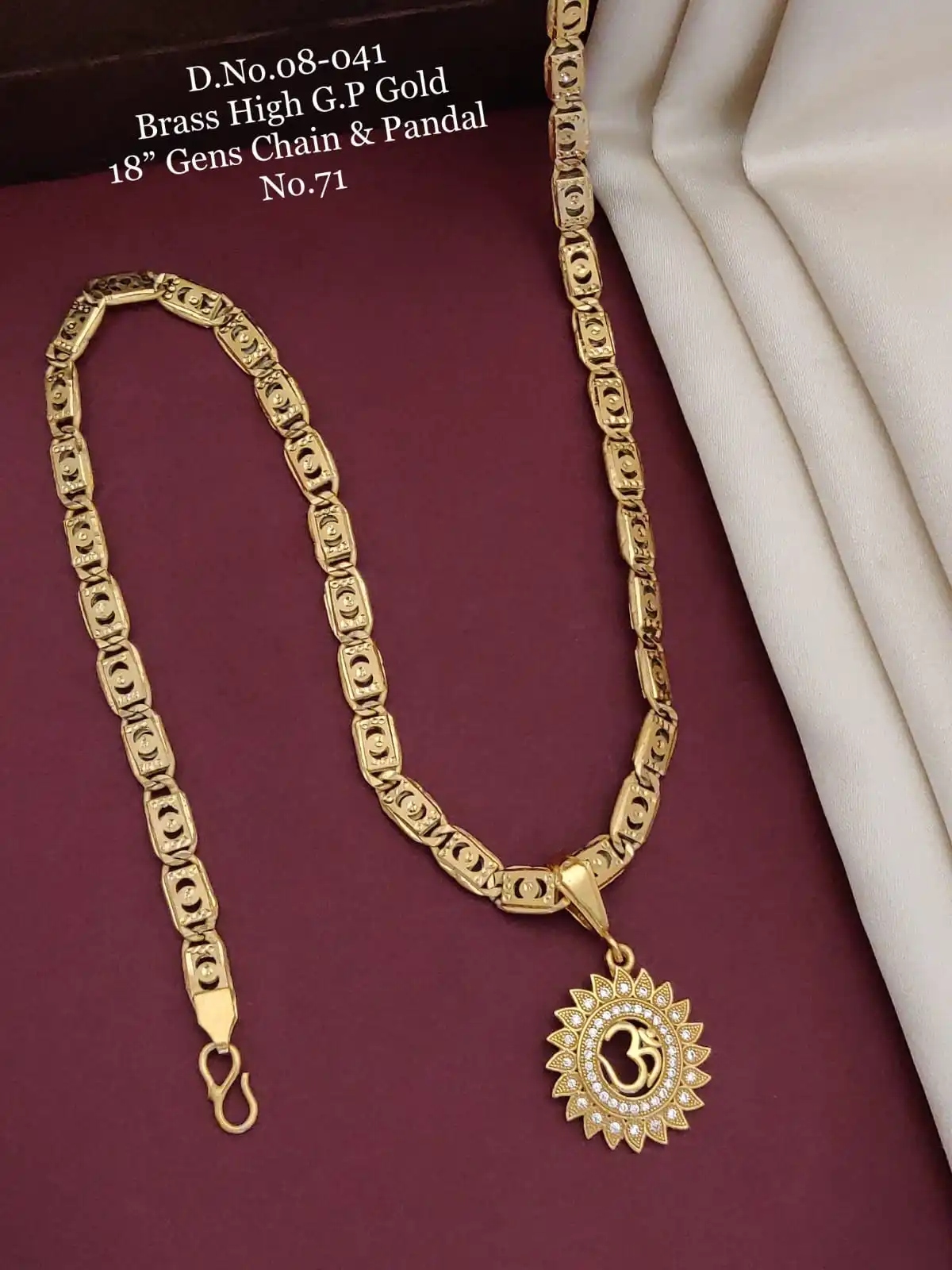 Brass High G.P Gold 18" Men's Chain And Pendant - Image 4