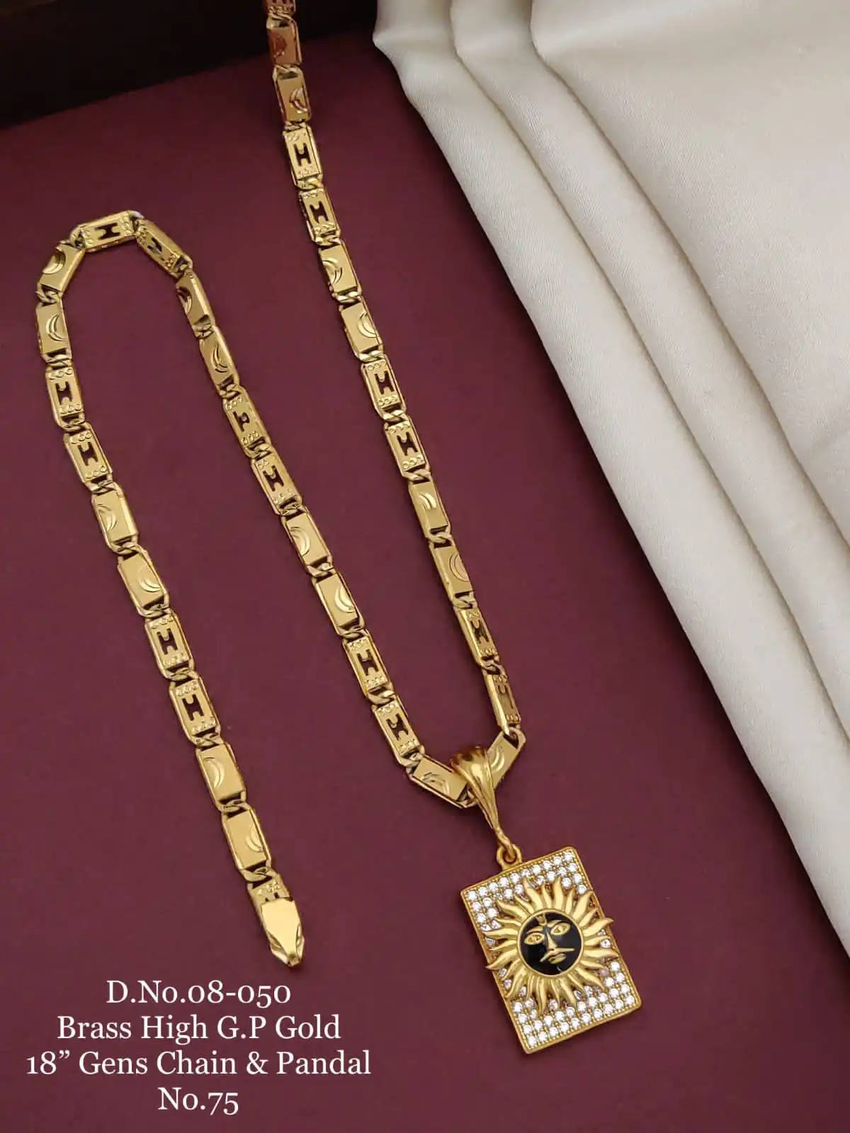Brass High G.P Gold 18" Men's Chain And Pendant - Image 3