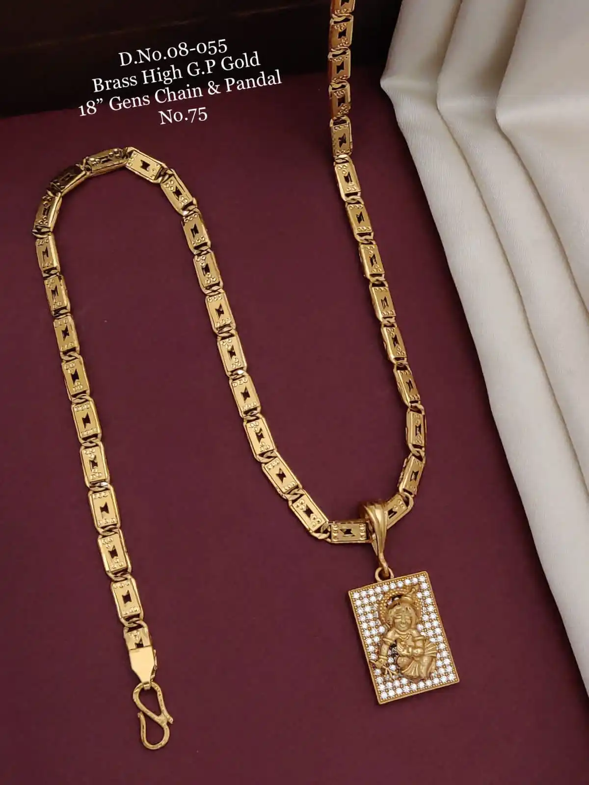 Brass High G.P Gold 18" Men's Chain And Pendant - Image 6