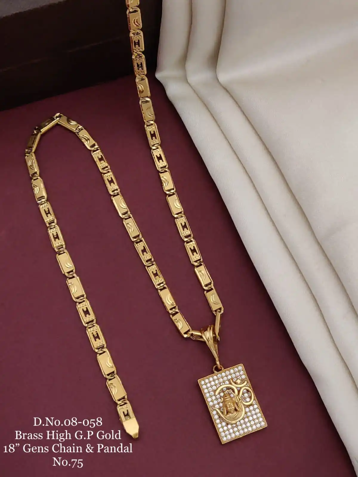 Brass High G.P Gold 18" Men's Chain And Pendant - Image 2