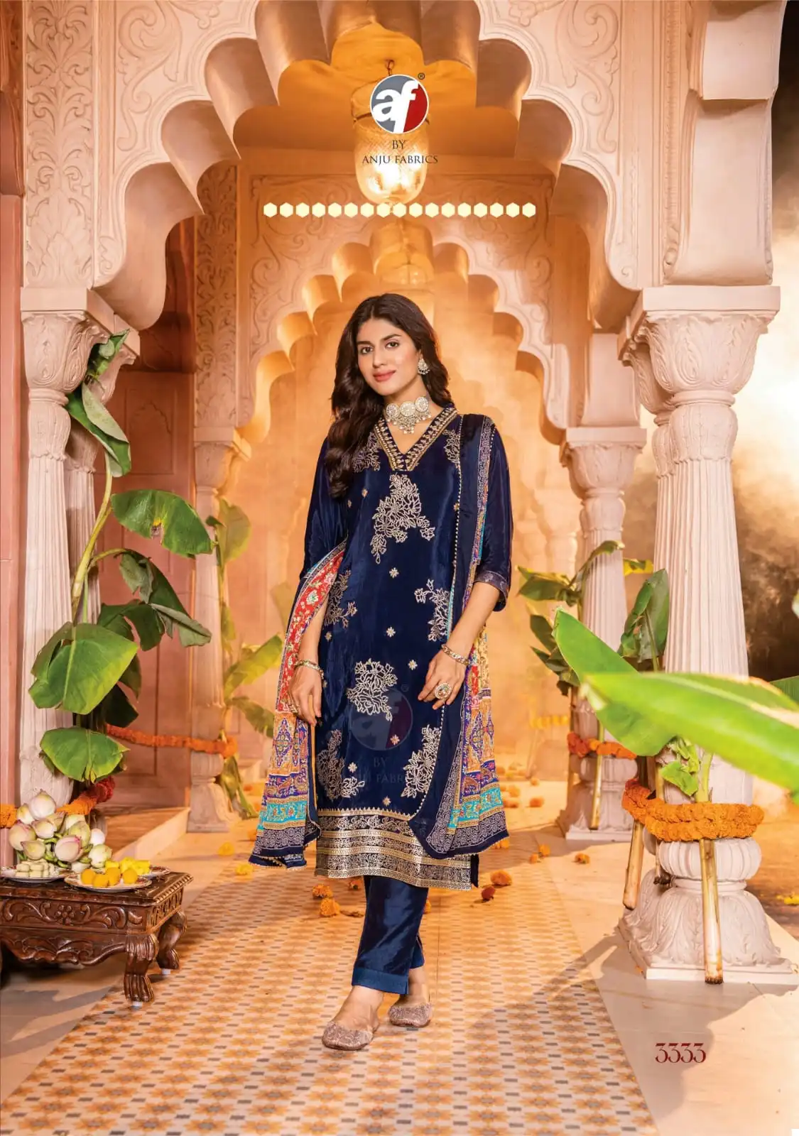 Anju Fabrics Dastoor Vol 4 Pure Natural Crepe With Jacquard Wholesale Readymade Suits Catalog — Wholesale Salwar Suits, MPA wholesale from Surat - Gallery Image 2