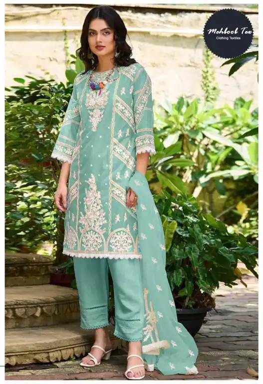 Mehboob Tex 1199 Organza Wholesale Pakistani Suit Catalog — Wholesale Salwar Suits, MPA wholesale from Surat - Gallery Image 2