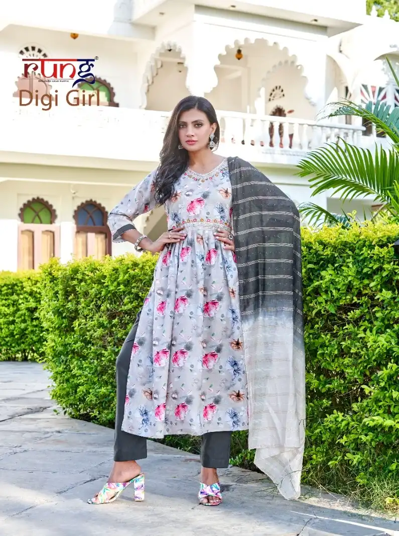 Rung Digi Girl Heavy Digital Print Linen Rayon Wholesale Readymade Salwar Suit Catalog — Wholesale Salwar Suits, MPA wholesale from Surat - Gallery Image 2