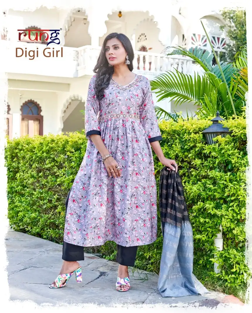 Rung Digi Girl Heavy Digital Print Linen Rayon Wholesale Readymade Salwar Suit Catalog — Wholesale Salwar Suits, MPA wholesale from Surat - Gallery Image 3
