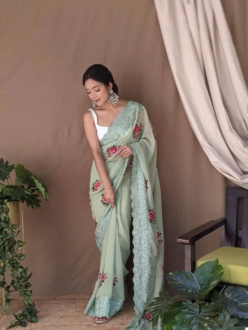 Shree Trends Fanna Pure Georgette Wholesale Saree Catalog — Wholesale Sarees, Shree Fabs wholesale from Surat — view 4