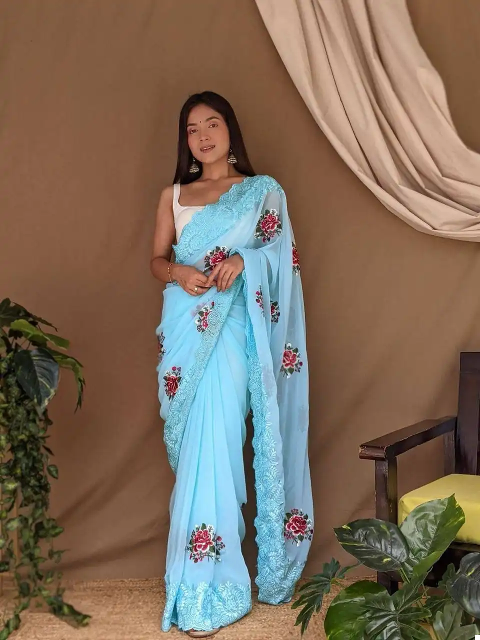 Shree Trends Fanna Pure Georgette Wholesale Saree Catalog — Wholesale Sarees, Shree Fabs wholesale from Surat — view 3