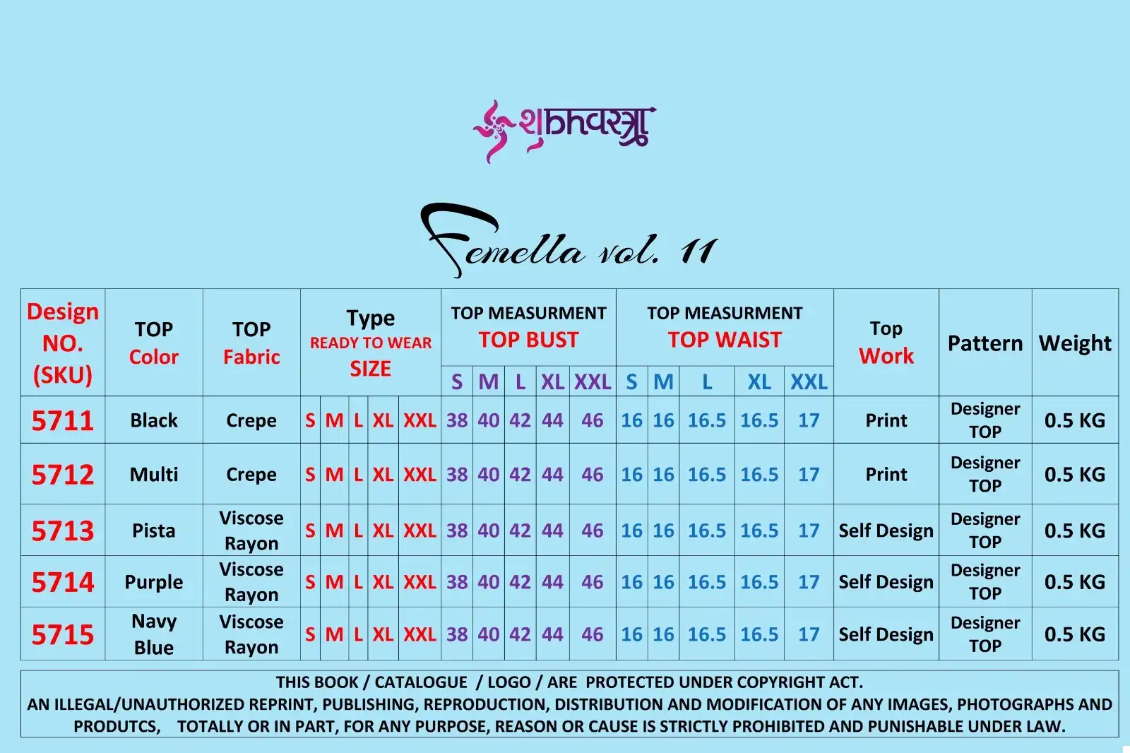 Shubhvastra Femella Vol-11 Viscose Rayon Wholesale Western Top Catalog — Wholesale Kurtis, MPA wholesale from Surat — view 6