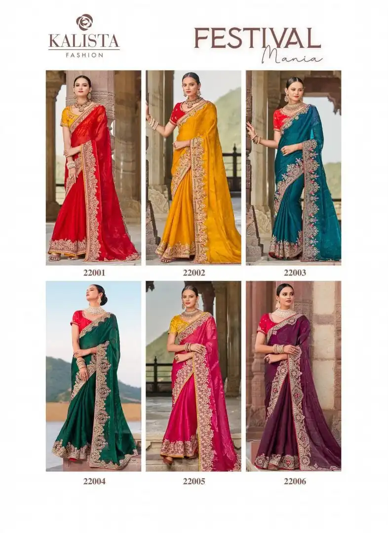 Kalista Festival Mania Blooming Satin Wholesale Designer Sarees — Wholesale Sarees, MPA wholesale from Surat — view 7