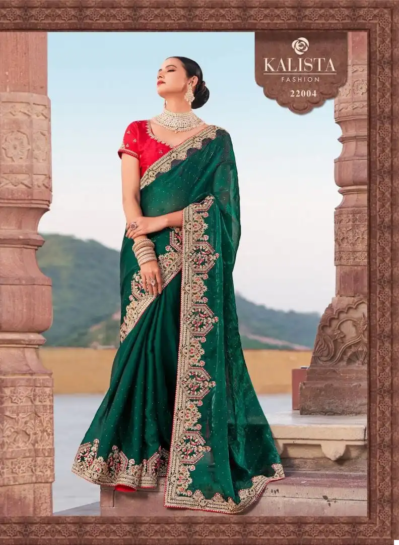 Kalista Festival Mania Blooming Satin Wholesale Designer Sarees — Wholesale Sarees, MPA wholesale from Surat - Gallery Image 3