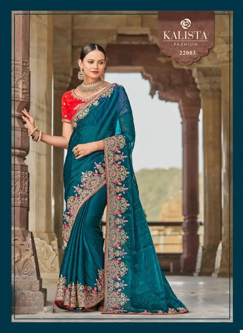 Kalista Festival Mania Blooming Satin Wholesale Designer Sarees — Wholesale Sarees, MPA wholesale from Surat - Gallery Image 4