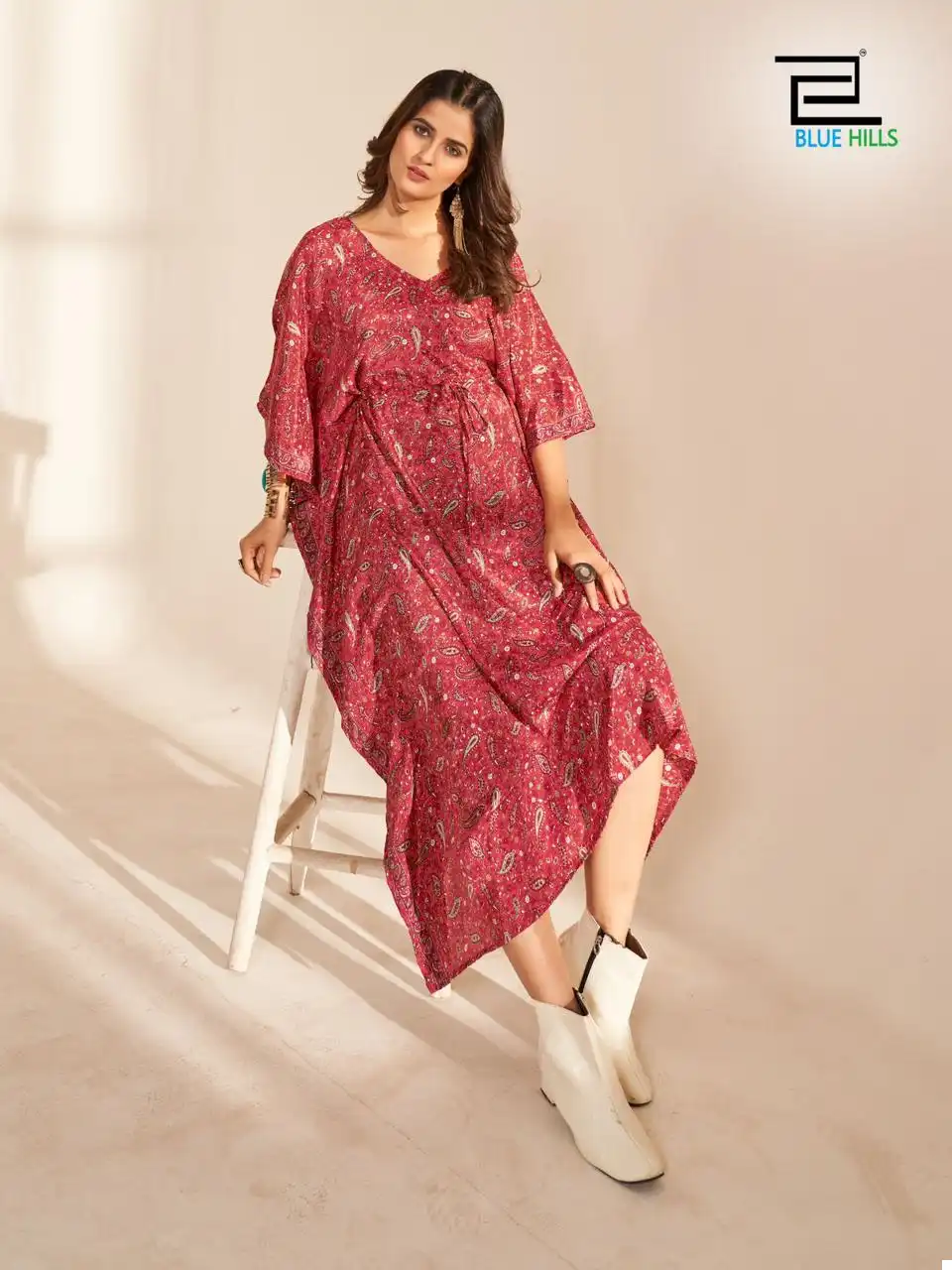Blue Hills Fire Walk Vol 5 Crepe Wholesale Fancy Kaftans Catalog — Wholesale Kurtis, Blue Hills wholesale from Surat - Gallery Image 3