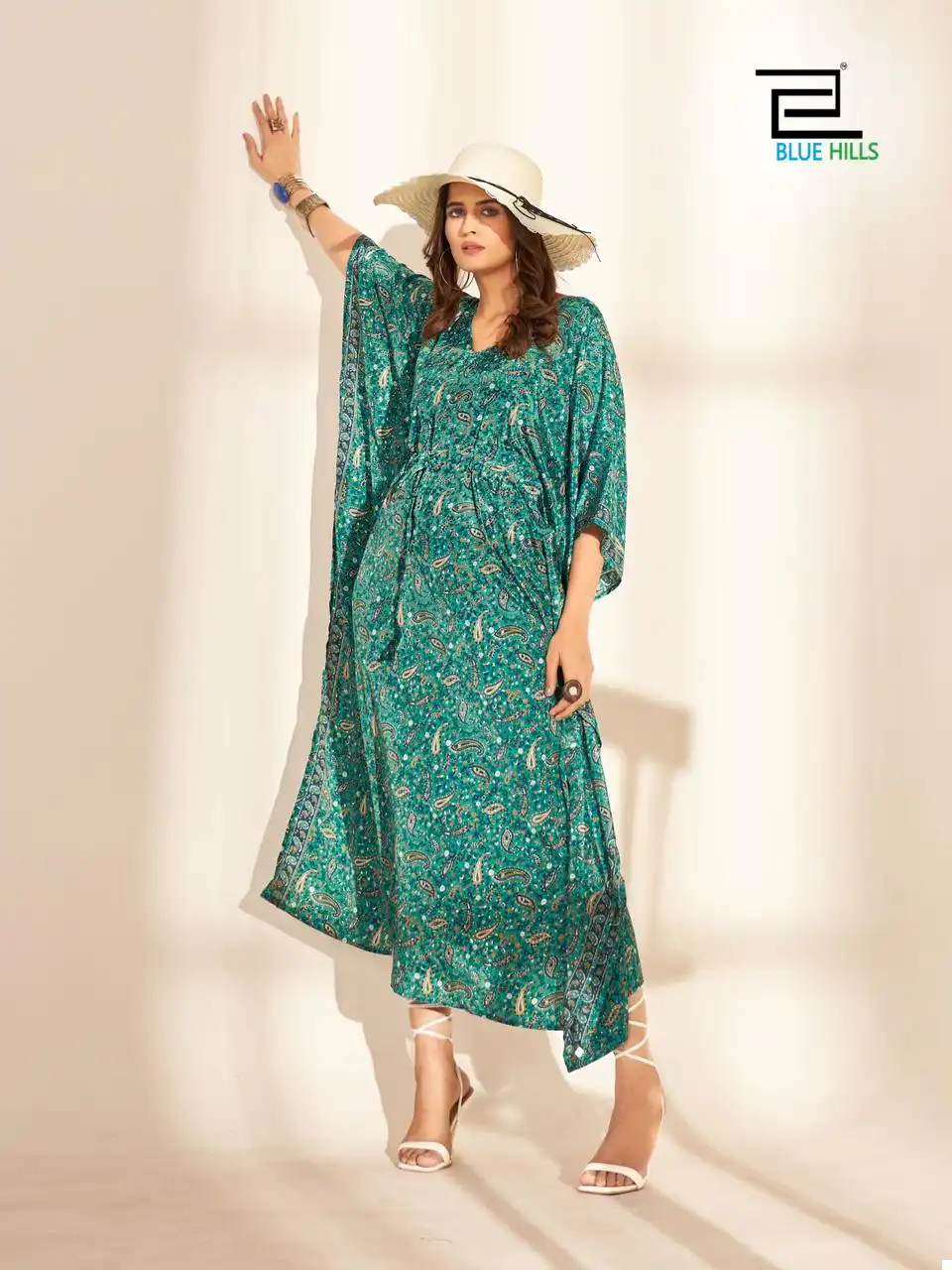 Blue Hills Fire Walk Vol 5 Crepe Wholesale Fancy Kaftans Catalog — Wholesale Kurtis, Blue Hills wholesale from Surat - Gallery Image 4