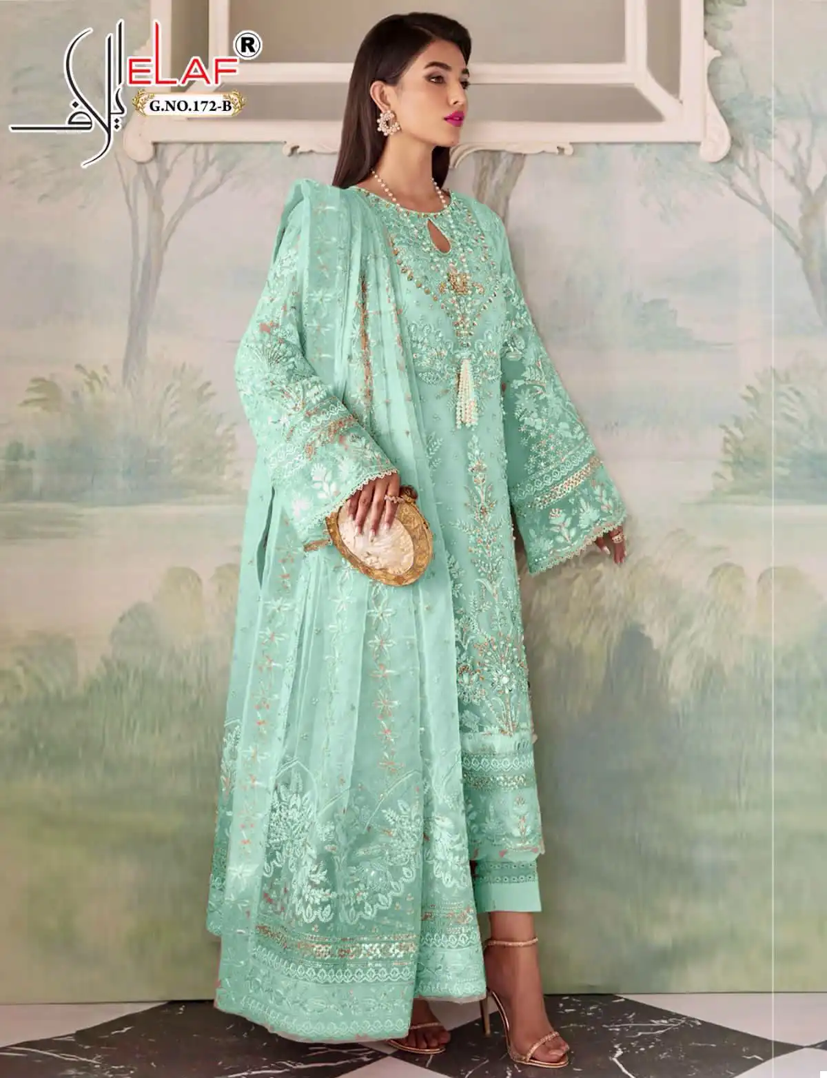 Elaf G-172 Heavy Faux Georgette Wholesale Pakistani Suit — Wholesale Salwar Suits, MPA wholesale from Surat — view 1