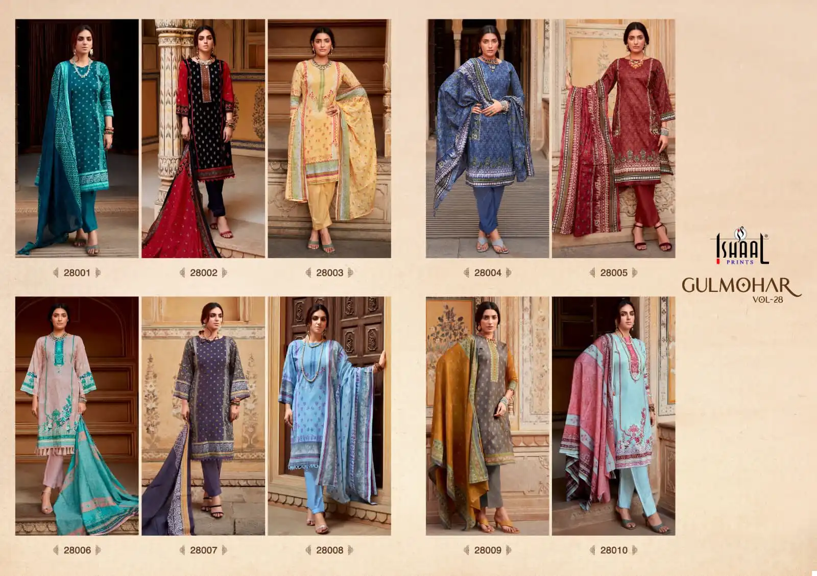 Ishaal Gulmohar Vol 28 Lawn Cotton Wholesale Salwar Suit Catalog — Wholesale Salwar Suits, MPA wholesale from Surat — view 11