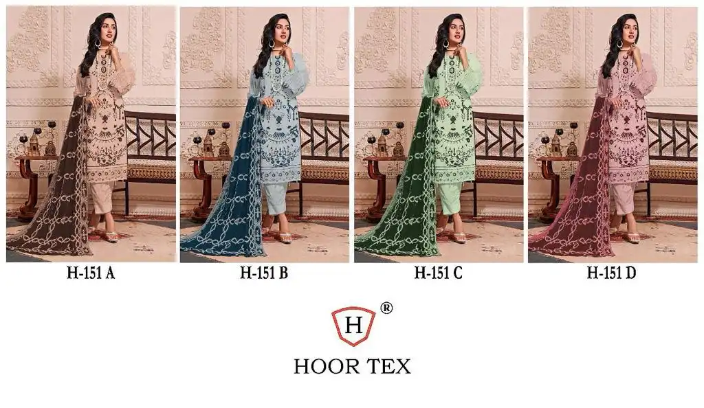 Hoor Tex H-151 Faux Georgette Wholesale Pakistani Suits Catalog — Wholesale Salwar Suits, MPA wholesale from Surat — view 13