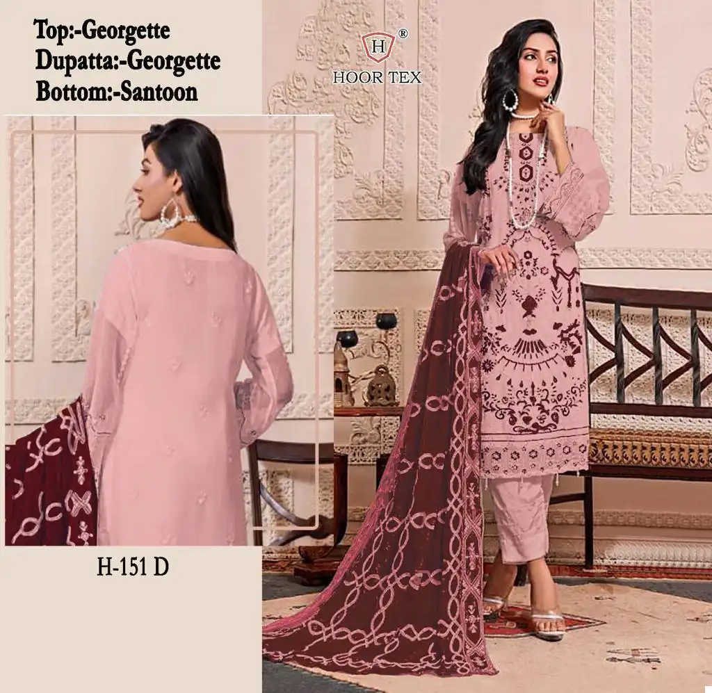 Hoor Tex H-151 Faux Georgette Wholesale Pakistani Suits Catalog — Wholesale Salwar Suits, MPA wholesale from Surat - Gallery Image 3