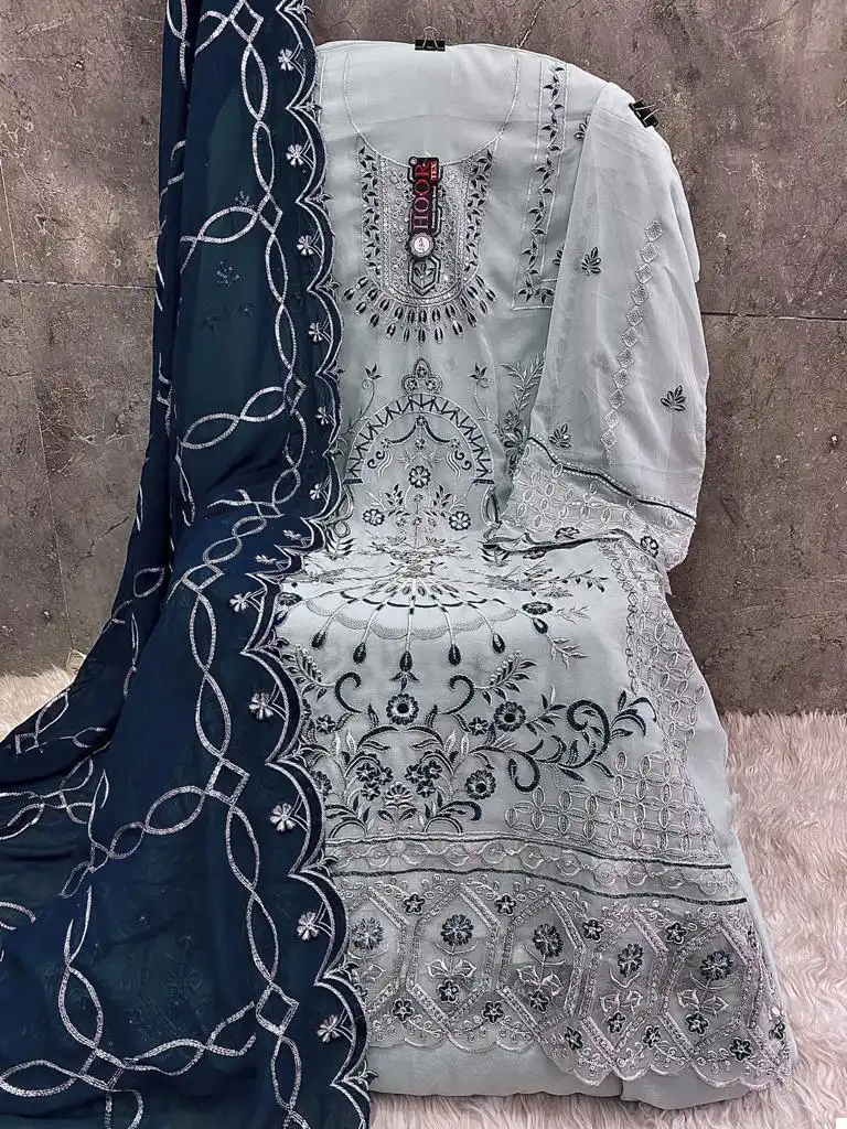 Hoor Tex H-151 Faux Georgette Wholesale Pakistani Suits Catalog — Wholesale Salwar Suits, MPA wholesale from Surat - Gallery Image 5