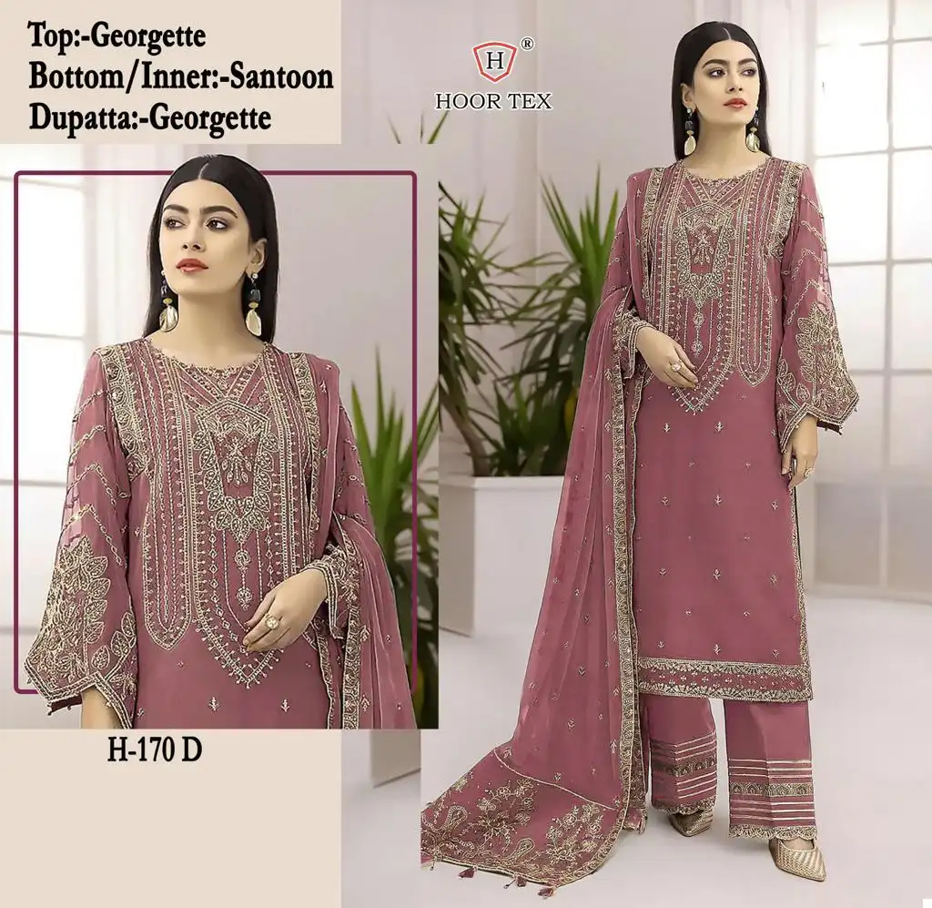 Hoor Tex H 170 Faux Georgette Wholesale Pakistani Salwar Suit — Wholesale Salwar Suits, MPA wholesale from Surat - Gallery Image 2