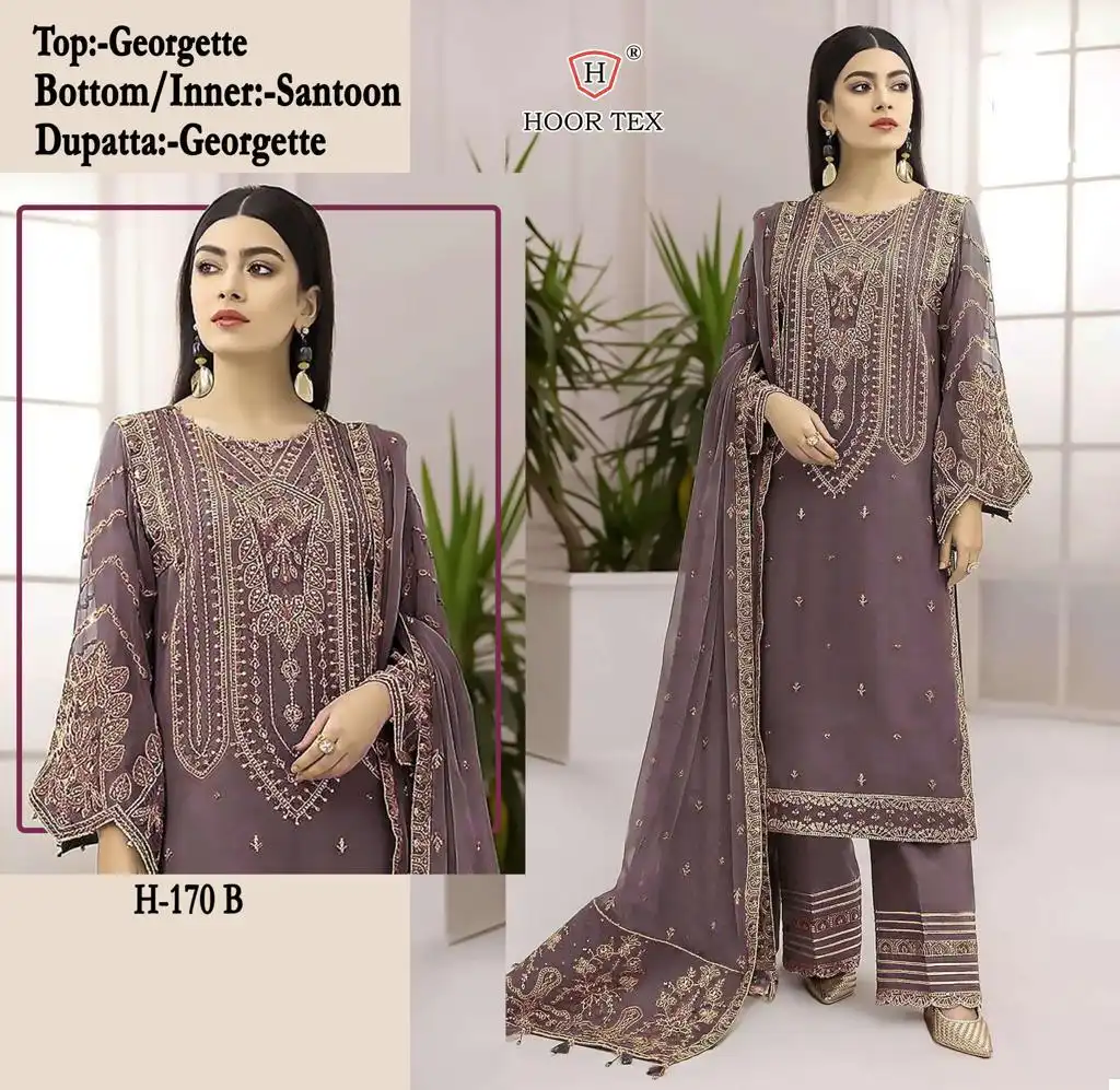 Hoor Tex H 170 Faux Georgette Wholesale Pakistani Salwar Suit — Wholesale Salwar Suits, MPA wholesale from Surat - Gallery Image 3