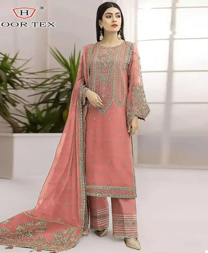 Hoor Tex H 170 Faux Georgette Wholesale Pakistani Salwar Suit — Wholesale Salwar Suits, MPA wholesale from Surat — view 1