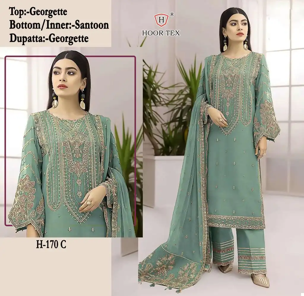 Hoor Tex H 170 Faux Georgette Wholesale Pakistani Salwar Suit — Wholesale Salwar Suits, MPA wholesale from Surat - Gallery Image 4