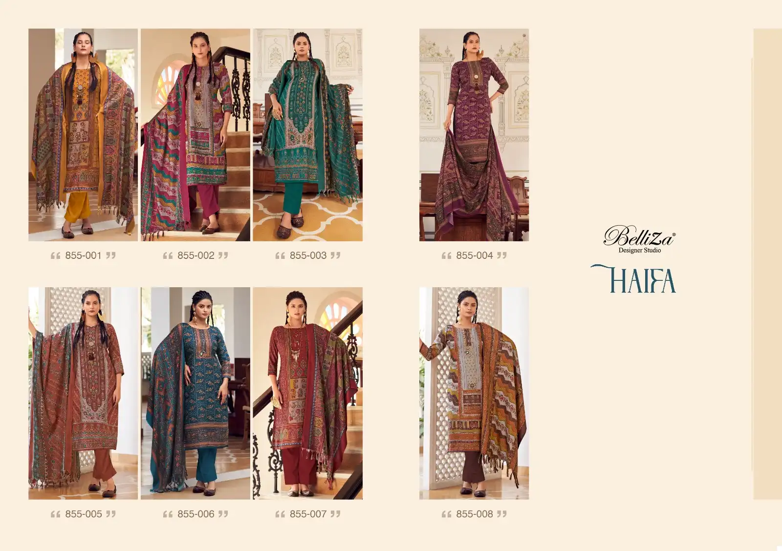 Belliza Designer Haifa Pashmina Wholesale Fancy Hand Works Winter Wear Salwar Suit Catalog — Wholesale Salwar Suits, Belliza Designer wholesale from Surat — view 9