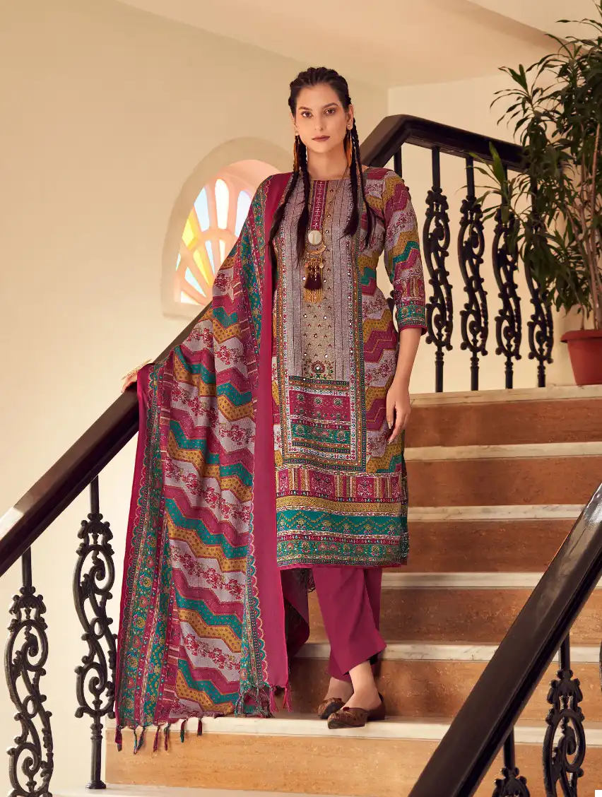 Belliza Designer Haifa Pashmina Wholesale Fancy Hand Works Winter Wear Salwar Suit Catalog — Wholesale Salwar Suits, Belliza Designer wholesale from Surat — view 4