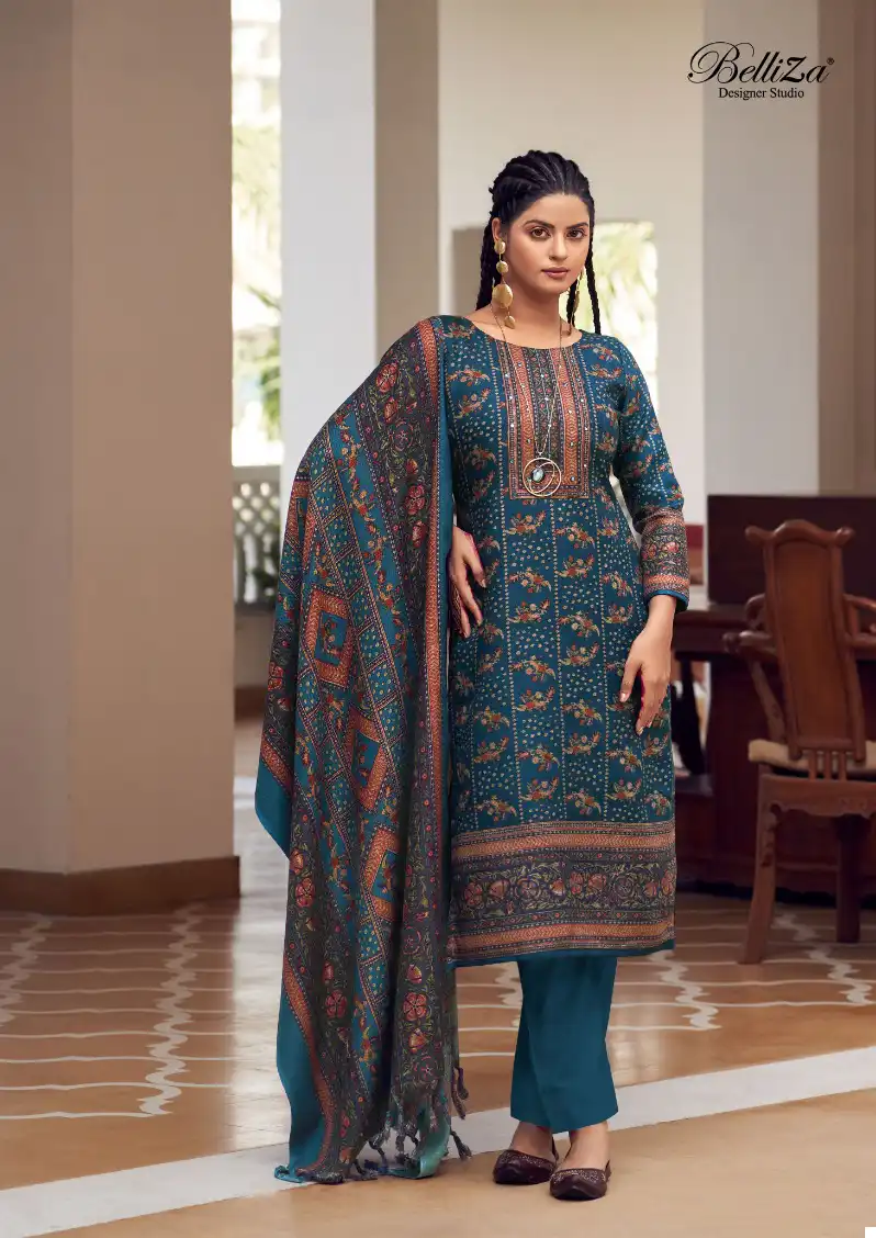 Belliza Designer Haifa Pashmina Wholesale Fancy Hand Works Winter Wear Salwar Suit Catalog — Wholesale Salwar Suits, Belliza Designer wholesale from Surat — view 7