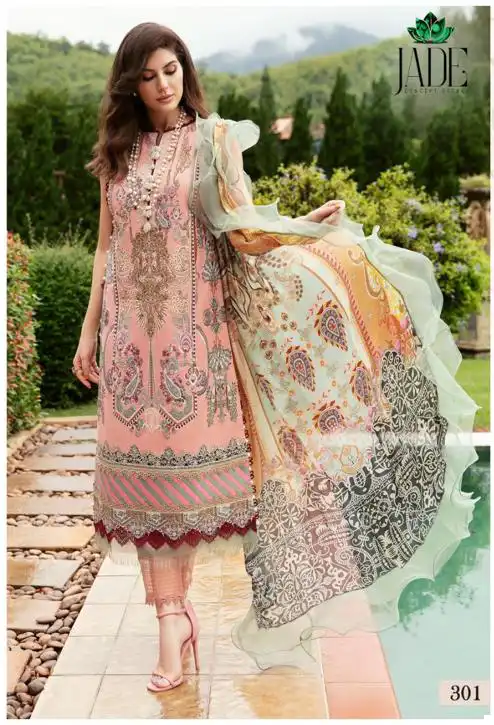 Jade Bin Saeed Heavy Cotton Luxury Collection Vol 3 Lawn Cotton Wholesale Pakistani Salwar Suit Catalog — Wholesale Salwar Suits, MPA wholesale from Surat - Gallery Image 3