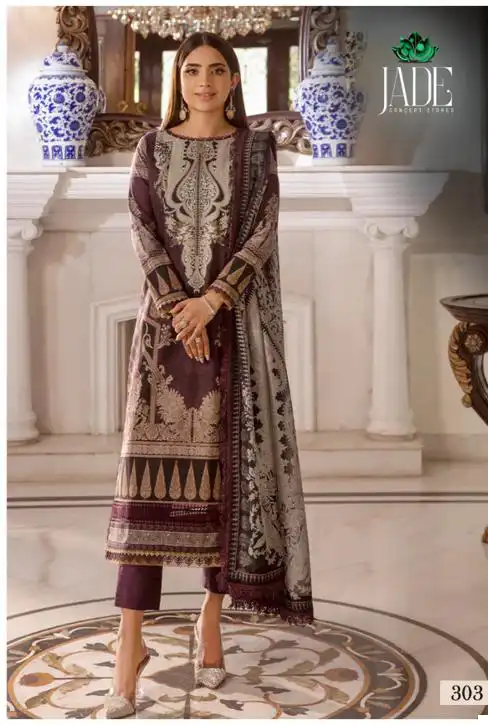 Jade Bin Saeed Heavy Cotton Luxury Collection Vol 3 Lawn Cotton Wholesale Pakistani Salwar Suit Catalog — Wholesale Salwar Suits, MPA wholesale from Surat - Gallery Image 4