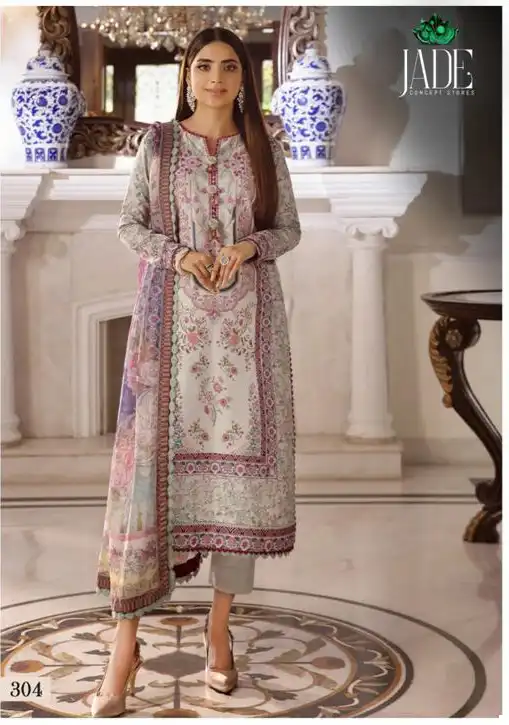 Jade Bin Saeed Heavy Cotton Luxury Collection Vol 3 Lawn Cotton Wholesale Pakistani Salwar Suit Catalog — Wholesale Salwar Suits, MPA wholesale from Surat - Gallery Image 6