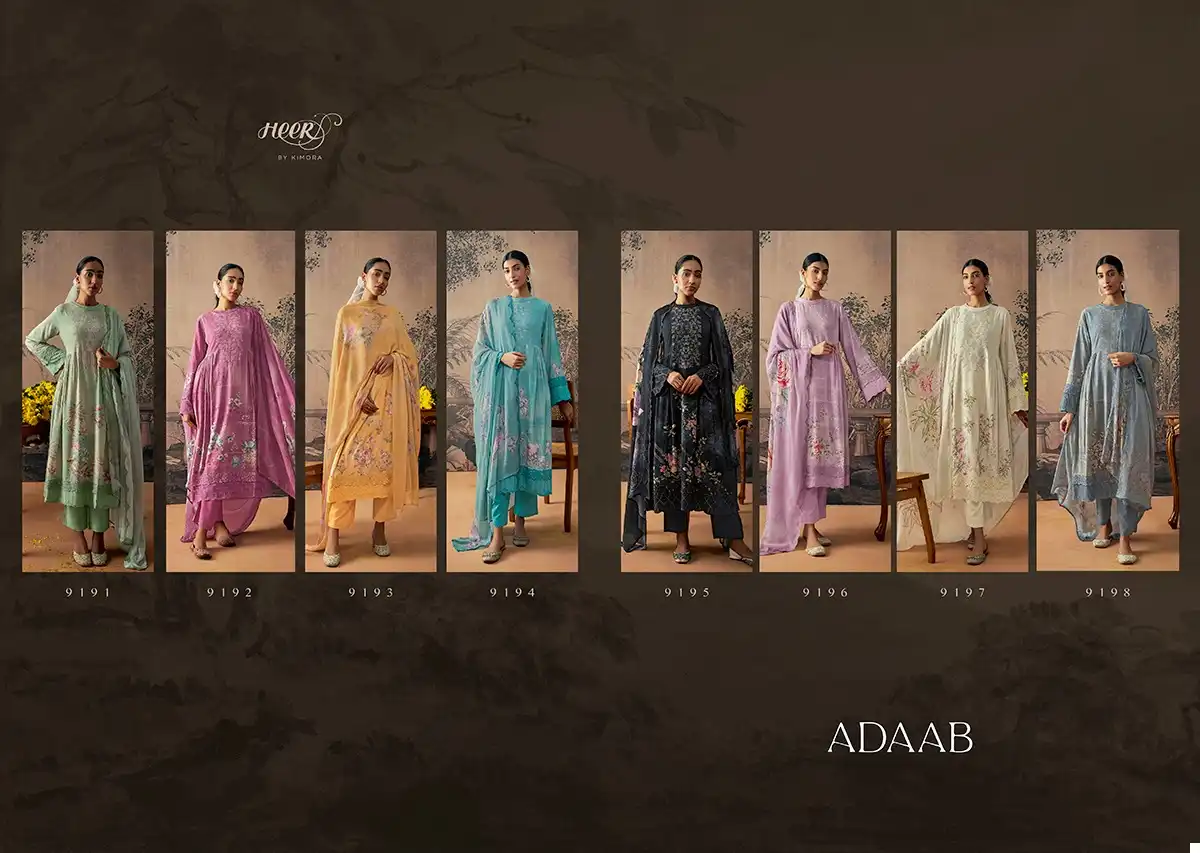Kimora Heer Adaab Pure Masline Silk Wholesale Fancy Salwar Suit Catalog — Wholesale Salwar Suits, MPA wholesale from Surat — view 9