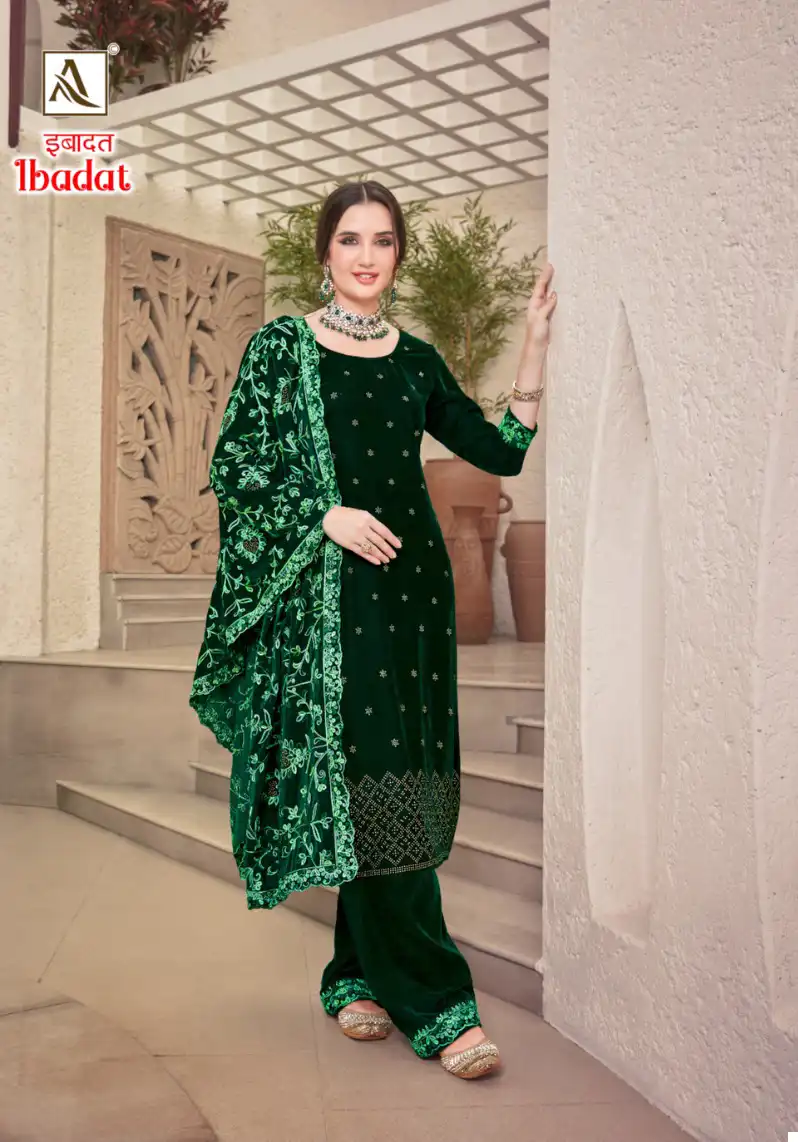 Alok Suits Ibadat Premium Velvet Wholesale Woolen Suits Catalog — Wholesale Salwar Suits, Alok Suit wholesale from Surat - Gallery Image 3