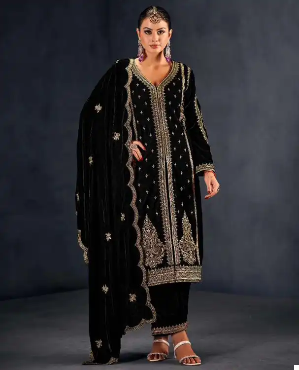 Sargam Iqraar Premium 9000 Velvet Wholesale Designer Winter Wear Salwar Suit Catalog — Wholesale Salwar Suits, MPA wholesale from Surat — view 1