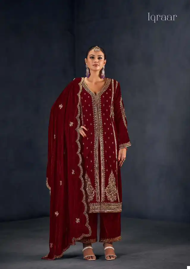 Sargam Iqraar Premium 9000 Velvet Wholesale Designer Winter Wear Salwar Suit Catalog — Wholesale Salwar Suits, MPA wholesale from Surat - Gallery Image 3
