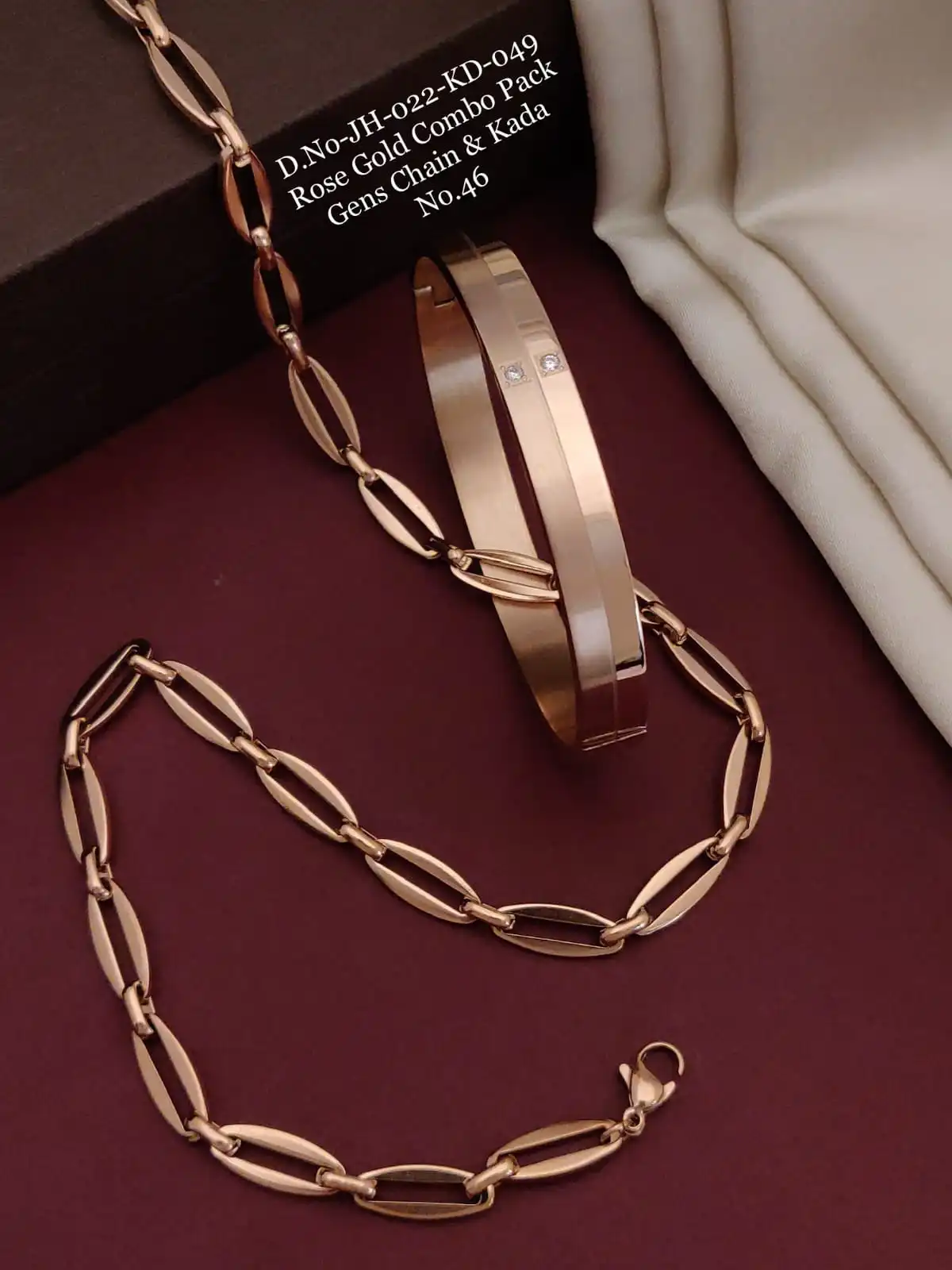 Rose Gold Combo Pack Men's Chain And Kada - Image 2