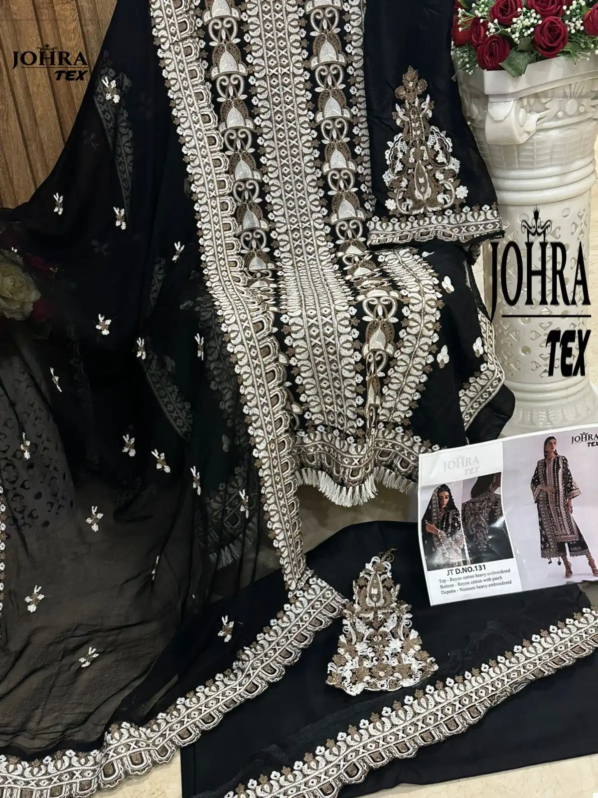 Johra Tex JT-131 Rayon Cotton Wholesale Pakistani Suit — Wholesale Salwar Suits, MPA wholesale from Surat - Gallery Image 3