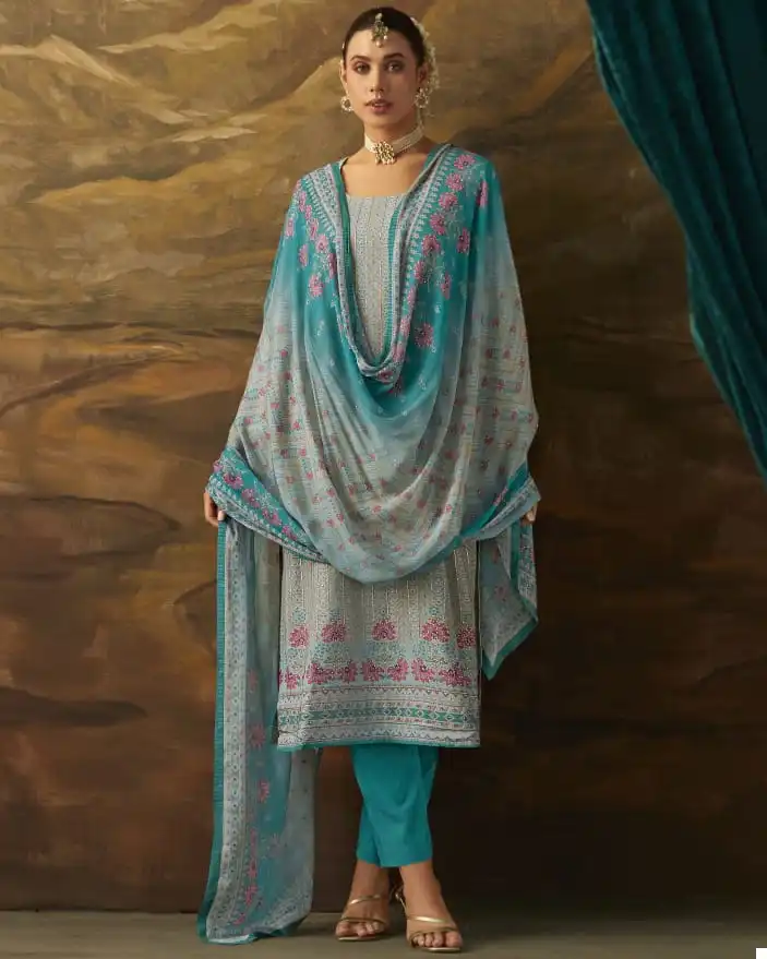 Kimora Jhilmil Pure Muslin Silk Wholesale Salwar Suit Catalog — Wholesale Salwar Suits, MPA wholesale from Surat — view 1