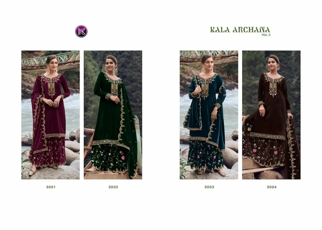 Kala Archana 3 Velvet 9000 Wholesale Designer Winter Wear Salwar Suit Catalog — Wholesale Salwar Suits, MPA wholesale from Surat — view 5
