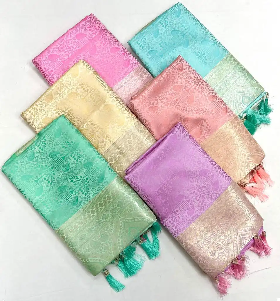 Rajtex Kavinci Silk Pure Self Satin Wholesale Saree Catalog - Image 13