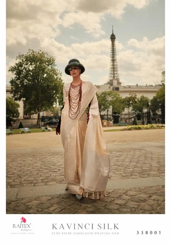 Rajtex Kavinci Silk Pure Self Satin Wholesale Saree Catalog - Image 2