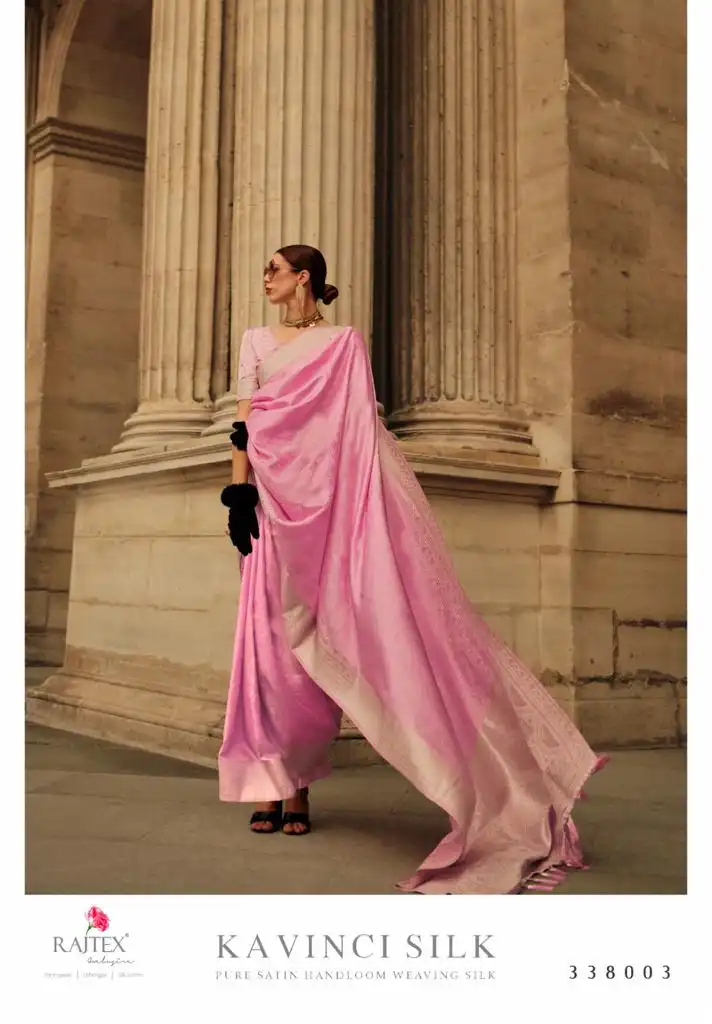 Rajtex Kavinci Silk Pure Self Satin Wholesale Saree Catalog - Image 3