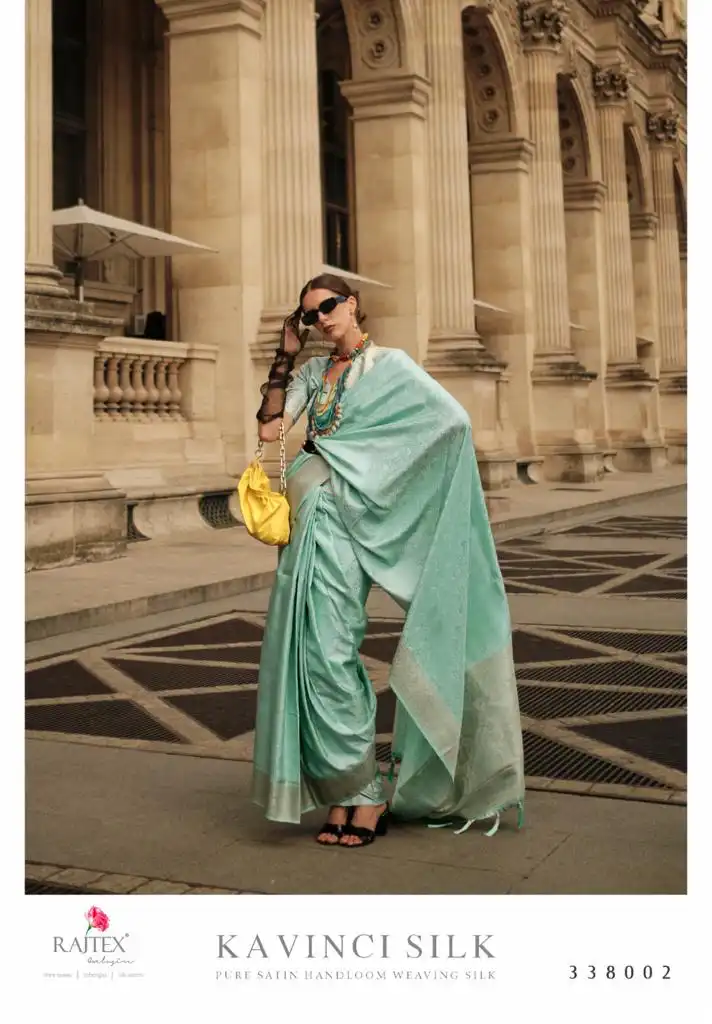 Rajtex Kavinci Silk Pure Self Satin Wholesale Saree Catalog - Image 6