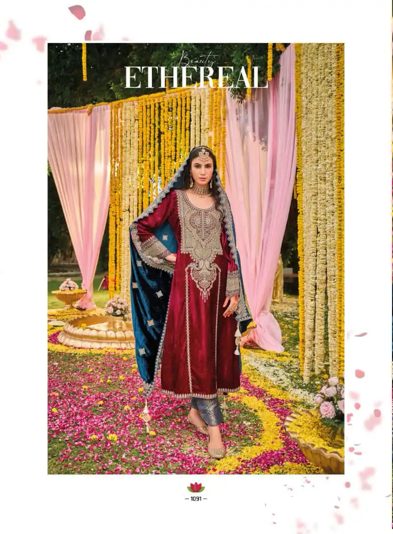 Ibiza Kuch Khaas Vol-9 Pure Munich Viscose Velvet Wholesale Winter Wear Suit Catalog — Wholesale Salwar Suits, Ibiza wholesale from Surat — view 4