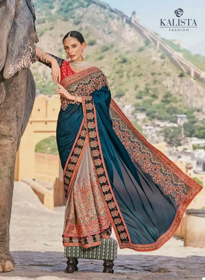 Kalista Khwaab-22 Crystal Organza, Crystal Organza Wholesale Heavy Designer Saree Catalog — Wholesale Sarees, MPA wholesale from Surat - Gallery Image 3