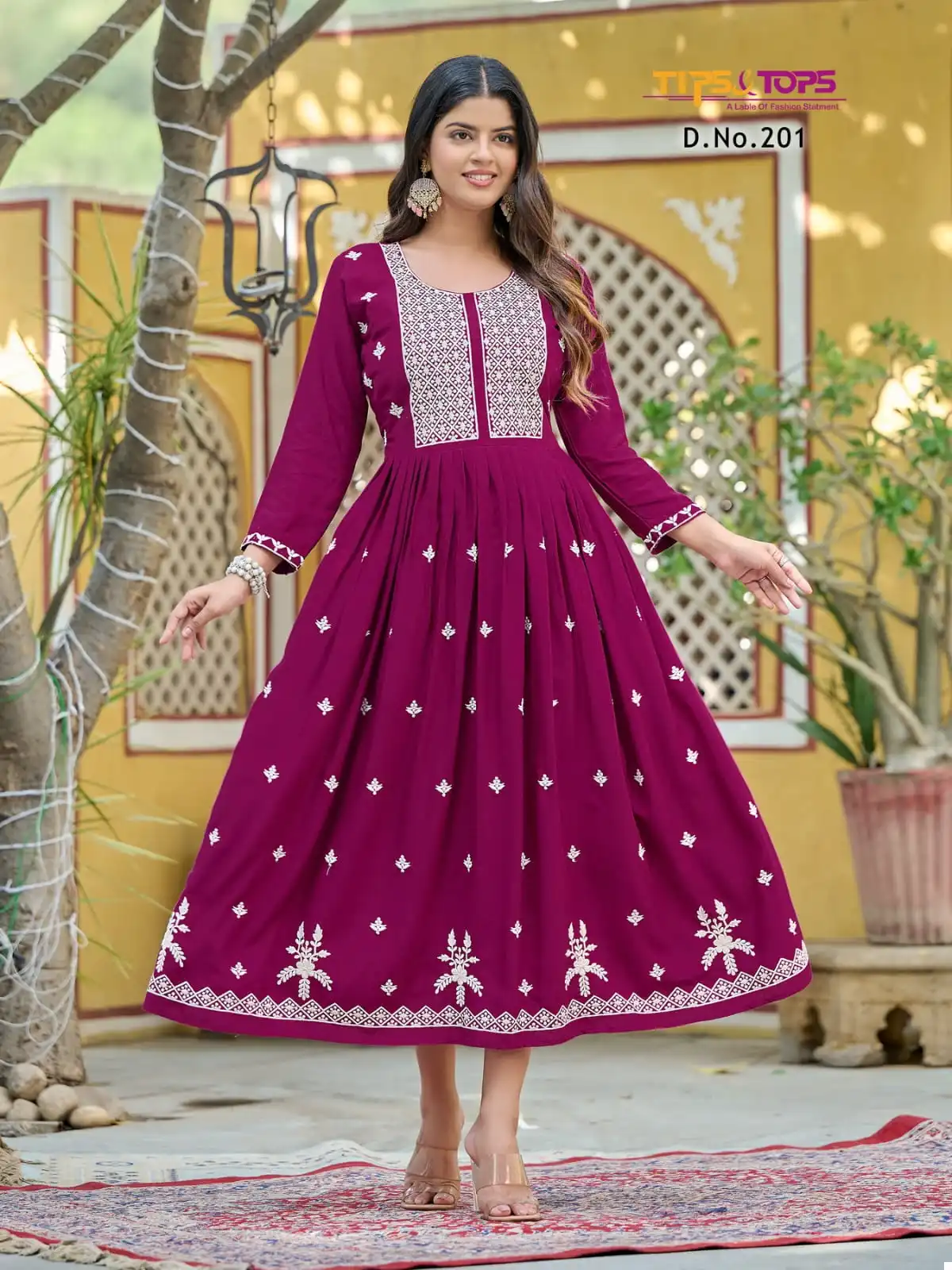 Tips And Tops Lakhnavi Vol 2 Rayon Wholesale Embroidery Work Fancy Gown Catalog — Wholesale Kurtis, MPA wholesale from Surat - Gallery Image 2
