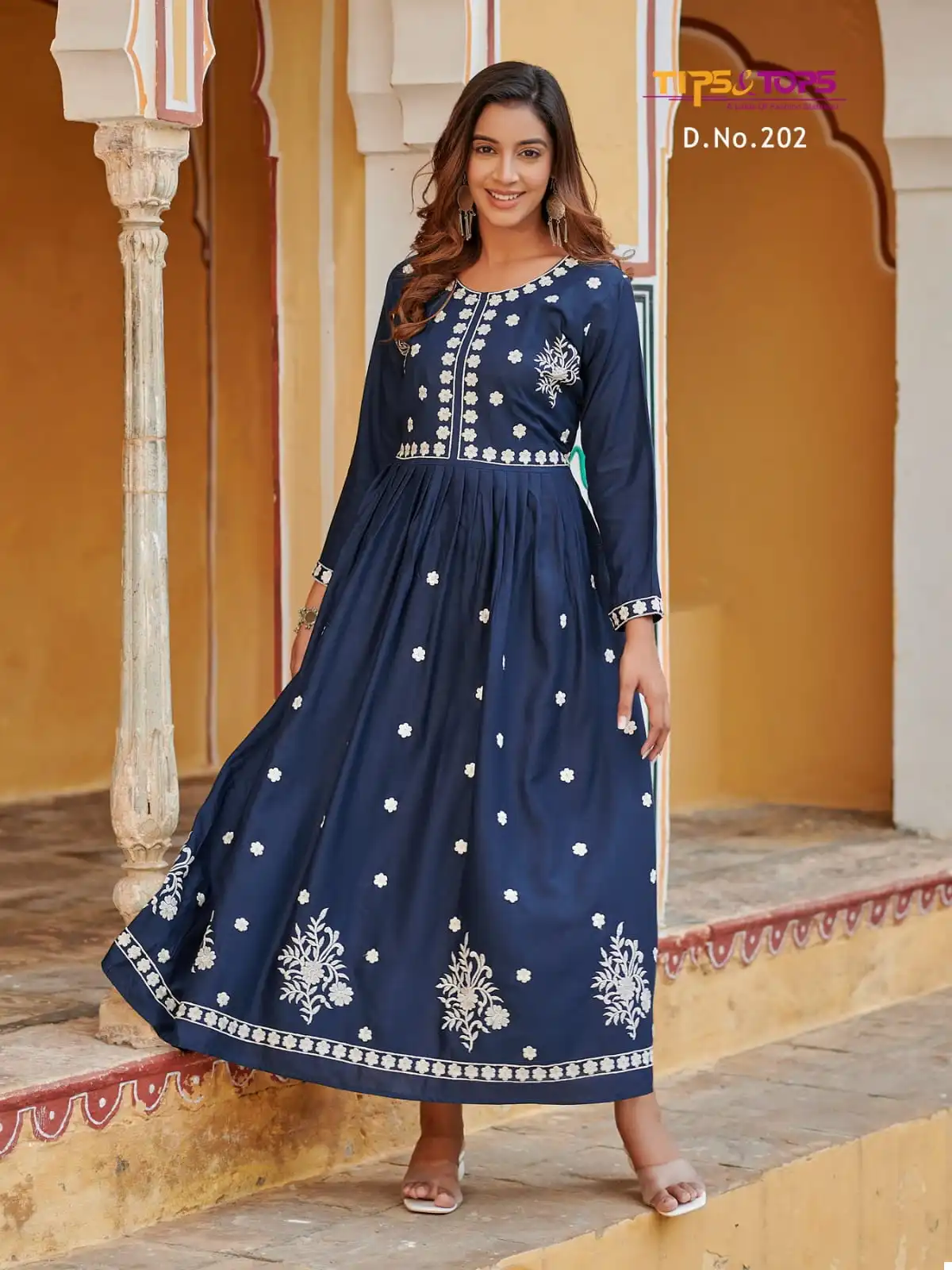 Tips And Tops Lakhnavi Vol 2 Rayon Wholesale Embroidery Work Fancy Gown Catalog — Wholesale Kurtis, MPA wholesale from Surat - Gallery Image 4
