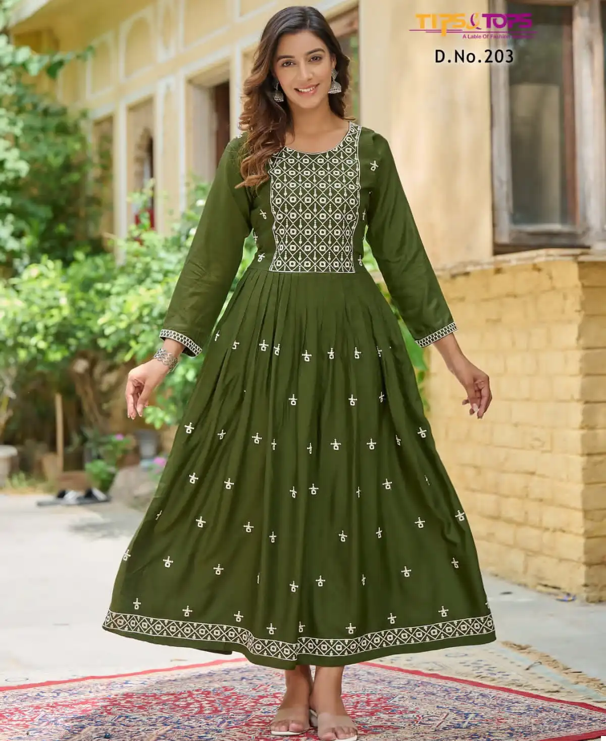 Tips And Tops Lakhnavi Vol 2 Rayon Wholesale Embroidery Work Fancy Gown Catalog — Wholesale Kurtis, MPA wholesale from Surat — view 1
