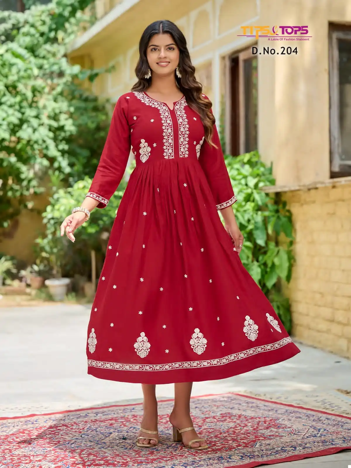 Tips And Tops Lakhnavi Vol 2 Rayon Wholesale Embroidery Work Fancy Gown Catalog — Wholesale Kurtis, MPA wholesale from Surat - Gallery Image 5